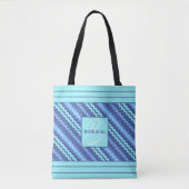 Tinten van Blauwe Monogrammen Tote Bag (Voorkant)