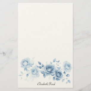 Tinten van Blauwe Rozen Vintage Bloem Ontwerp Briefpapier