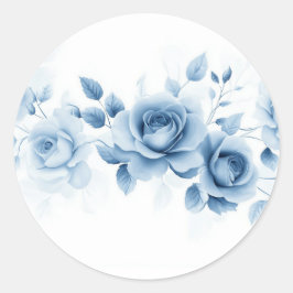 Tinten van Blauwe Rozen Vintage Bloem Ontwerp Ronde Sticker