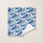 Tinten van blauwe verfpenseelstreken bad handdoek (Wasdoekje)