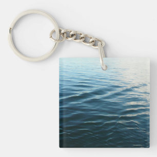 Tinten van Blauwe Water Abstracte Natuurfotografie Sleutelhanger