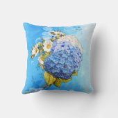 Tinten van blauwe waterverf Hydrangea's Kussen (Achterkant)