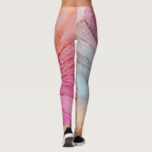 Tinten van Blues Pinks en Sinaasappels Leggings (Achterkant)