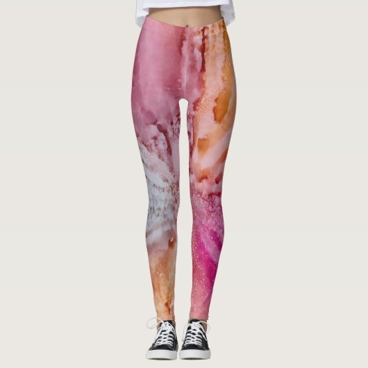Tinten van Blues Pinks en Sinaasappels Leggings (Voorkant)