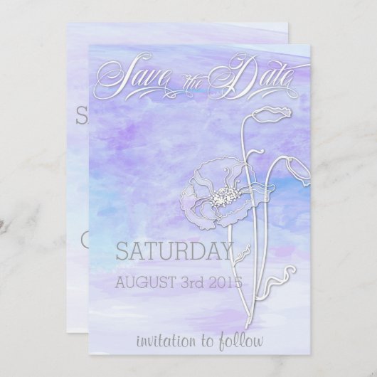 TINTEN VAN BLUES WATERVERF POPPIES SAVE the DATE (Voorkant / Achterkant)