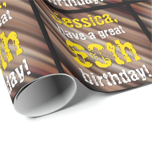 tinten van bruin 60th verjaardag inpakpapier (Rol Hoek)