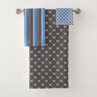 TINTEN VAN BRUIN & BLAUW TINY HEARTS & STRIPES BAD HANDDOEK