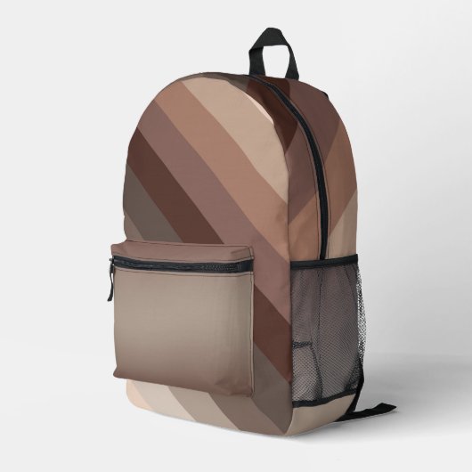 TINTEN VAN CHOCOLADE BRUIN OMBRE & STREPEN BEDRUKTE RUGZAK (Achterkant Hoek Rechts)