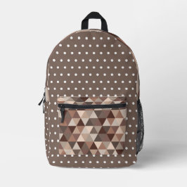 TINTEN VAN CHOCOLADE BRUINE POLKA STIPPEN & DRIEHO BEDRUKTE RUGZAK