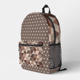 TINTEN VAN CHOCOLADE BRUINE POLKA STIPPEN & DRIEHO BEDRUKTE RUGZAK