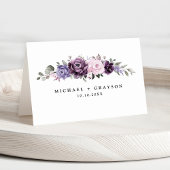 Tinten van Dusty Paarse Blooms Floral Gastennaam Kaart