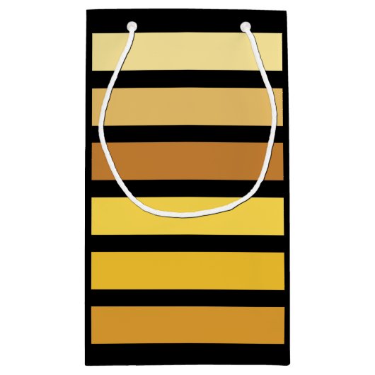 tinten van goudgele strepen op zwart klein cadeauzakje (Achterkant)