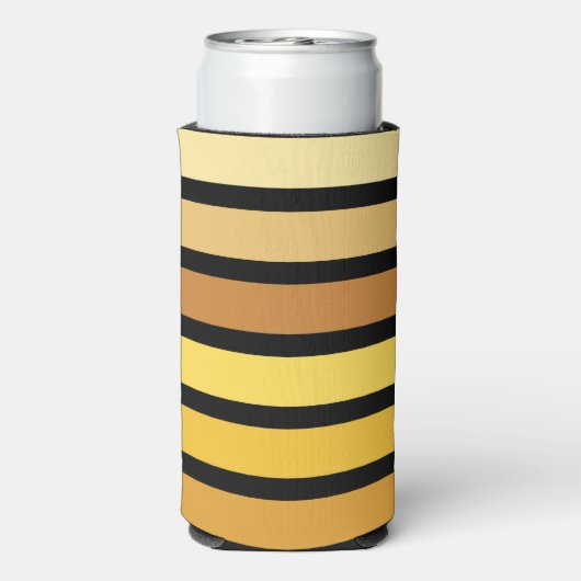 tinten van goudgele strepen op zwart seltzer blikjeskoeler (Seltzer Achterkant)