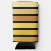 tinten van goudgele strepen op zwart seltzer blikjeskoeler (Achterkant)