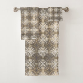 Tinten van Grijs, Beige en Wit Kant Bad Handdoek