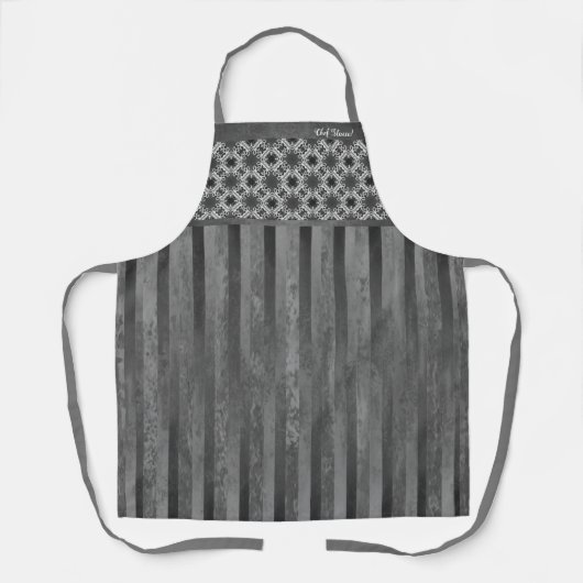 Tinten van grijs print en strepen schort (Voorkant)