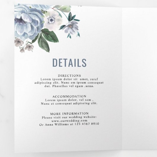 Tinten van grijs stoffig blauwe winter roestige tr drieluik aankondiging (Binnenzijde eerst)