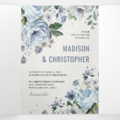 Tinten van grijs stoffig blauwe winter rustieke tr drieluik aankondiging (Binnenkant midden)