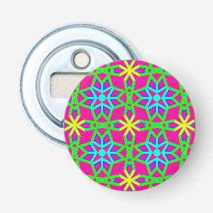 Tinten van groen roze geel blauw 3D-kaleidoscoop~  Button Flesopener