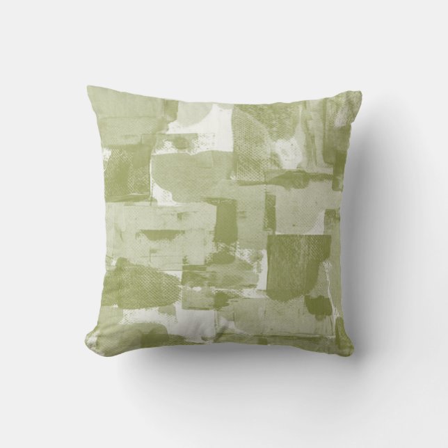 Tinten van Groen & Wit Abstract Decor Kussen (Voorkant)