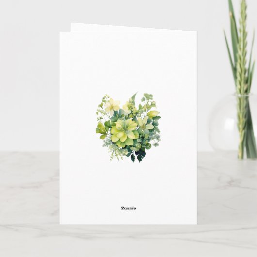 Tinten van Groene Bloemen Bruiloft Bedankkaart (Achterkant)