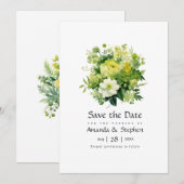 Tinten van Groene Bloemen Bruiloft Save The Date (Voorkant / Achterkant)