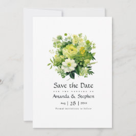 Tinten van Groene Bloemen Bruiloft Save The Date