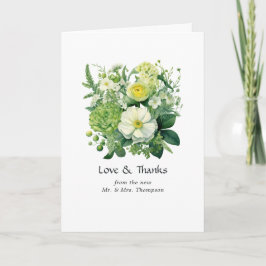 Tinten van groene bloemenbruiloft bedankkaart