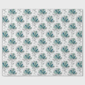 Tinten van groene bloemige abstracte Doodle-kunsts Cadeaupapier (Vlak)