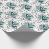 Tinten van groene bloemige abstracte Doodle-kunsts Cadeaupapier (Hoek)