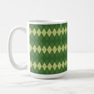 TINTEN VAN GROENE IERSE DIAMANT ARGYLE PATROON KOFFIEMOK