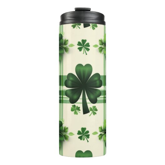 TINTEN VAN GROENE IERSE KELTISCHE SHAMROCKS THERMOSBEKER (Voorkant)