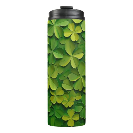 TINTEN VAN GROENE IERSE KELTISCHE SHAMROCKS THERMOSBEKER (Voorkant)