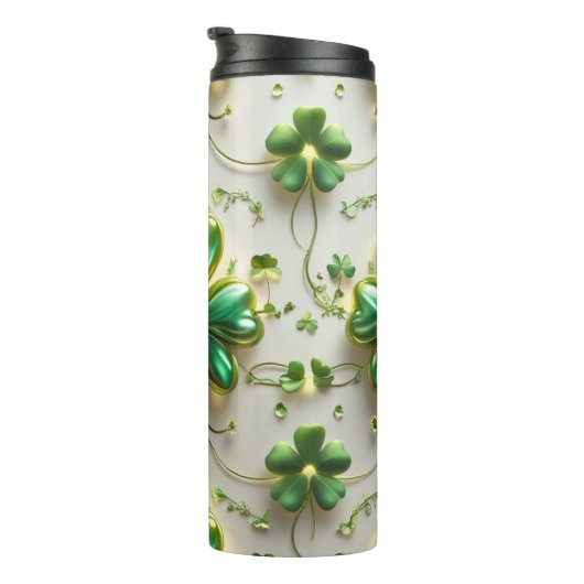 TINTEN VAN GROENE IERSE KELTISCHE SHAMROCKS THERMOSBEKER (Geroteerd rechts)