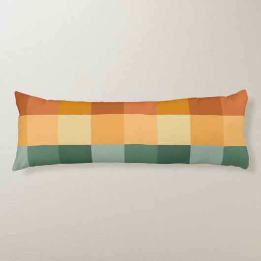 TINTEN VAN GROENE & ORANJE BLOKKEN & POLKA STIPPEN LICHAAMSKUSSEN (Voorkant)