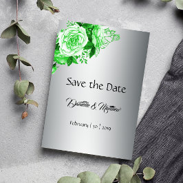 Tinten van Groene Waterverf Rozen Zilveren Bruilof Save The Date