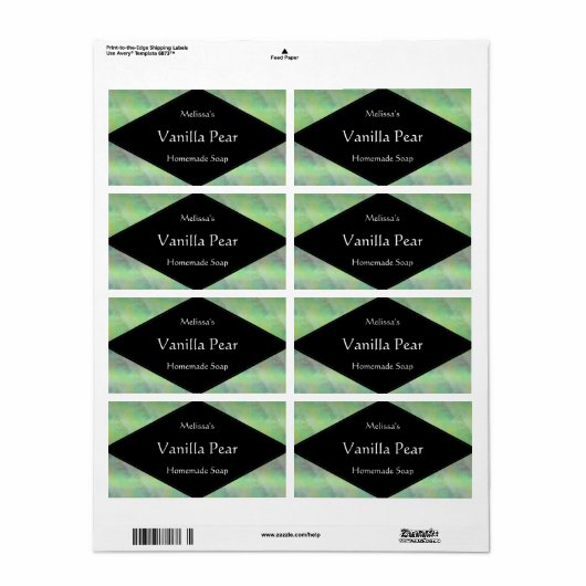 Tinten van groene zeep of kaars etiket (Full Sheet)