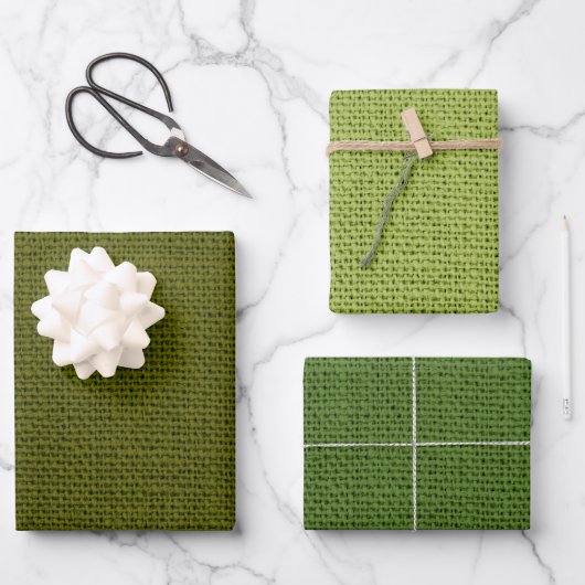 TINTEN VAN HERFST GROENE BURLAP LOOK TEXTUUR INPAKPAPIER VEL (Voorkant)