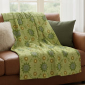 Tinten van lichtgroene geometrische bloemen fleece deken