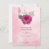 Tinten van Magenta Pink Rose Modern Floral Boho Save The Date (Achterkant)
