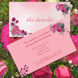 Tinten van Magenta Roze Rose Modern Bruiloft Informatiekaartje