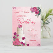 Tinten van Magenta Roze Rose Modern Bruiloft Kaart (Staand voorkant)