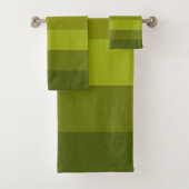 Tinten van Olijfgroen Strepen Gestreept Patroon Bad Handdoek (Insitu)