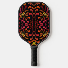 Tinten van oranje rood geel lint kunst ontwerp pickleball paddle
