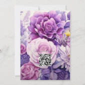 Tinten van Paarse bloemenbruiloft Kaart (Achterkant)
