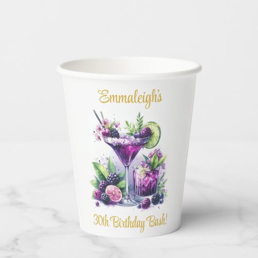 Tinten van Paarse: Een Blue-Violet Birthday Bash Papieren Bekers (Achterkant)