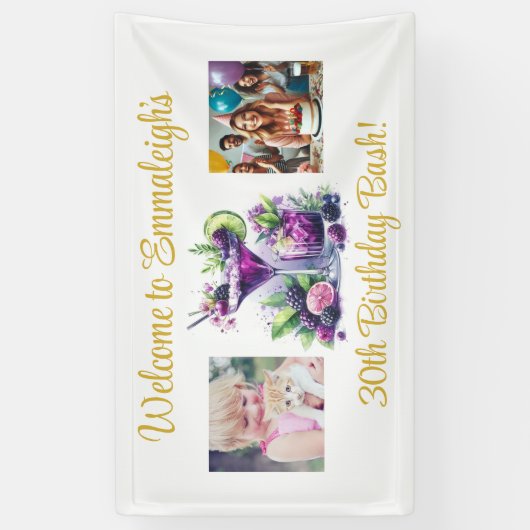 Tinten van Paarse: Een Blue-Violet Birthday Bash Spandoek (Verticaal)