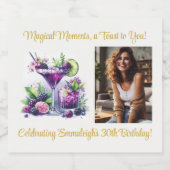 Tinten van Paarse: Een Blue-Violet Birthday Bash Sparkling Wijnetiket (Enkel label)