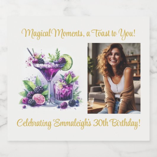 Tinten van Paarse: Een Blue-Violet Birthday Bash Sparkling Wijnetiket (Enkel label)