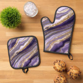 TINTEN VAN PAARSE & GOLD AGATE LOOK ABSTRACTS OVENWANT & PANNENLAP SET (Top down)